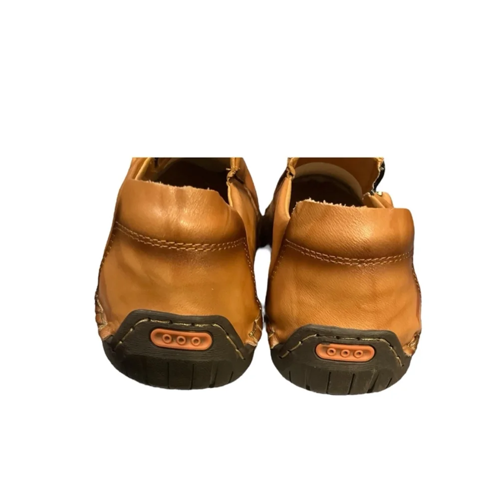Caoutchouc Brown Leather Driving Shoes for Men 14.5